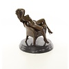 An erotic bronze sculpture of a sitting nude female