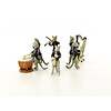 A set of six bronze cat musicians