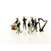 A set of six bronze cat musicians