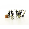 A set of six bronze cat musicians