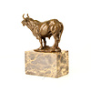 Bronze sculpture of a bellowing  bull mounted on a marble base