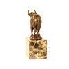 Bronze sculpture of a bellowing  bull mounted on a marble base