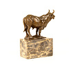 Bronze sculpture of a bellowing  bull mounted on a marble base