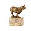 Bronze sculpture of a bellowing  bull mounted on a marble base