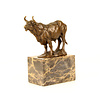 Bronze sculpture of a bellowing  bull mounted on a marble base