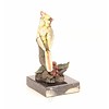 Bronze sculpture of a cardinal bird sitting on a branch