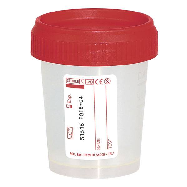 Urine specimen cups with screw caps 60ml 500 Medische Vakhandel