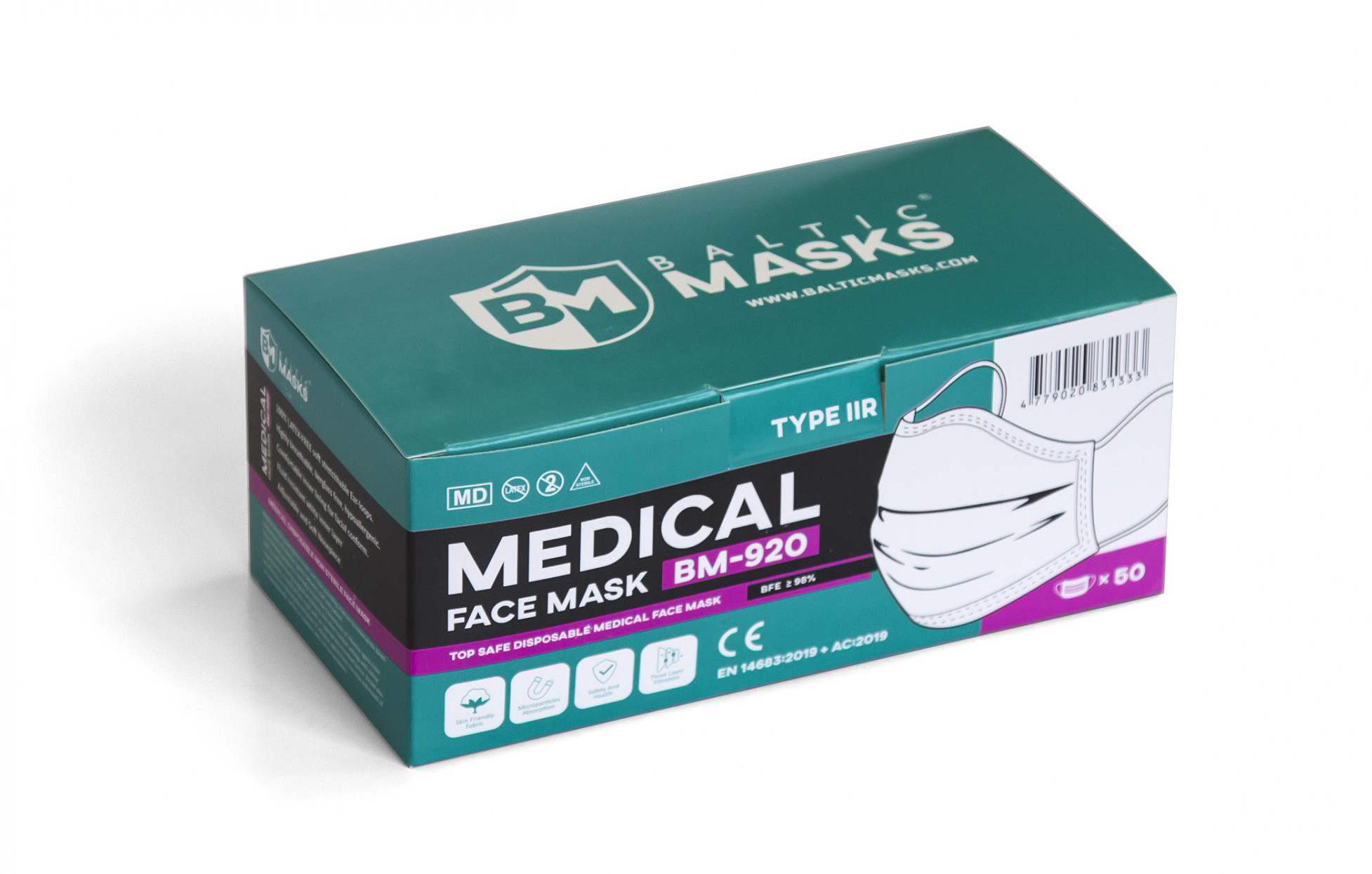 Mouth masks medical EN 14683 Baltic Masks Type IIR Medische Vakhandel