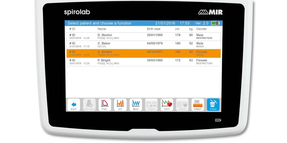 Spirolab Desktop Spirometer mit 7 Zoll Touchscreen und Oximeter