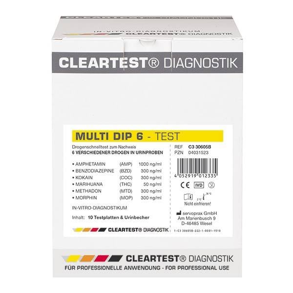 Cleartest® Multi Dip 12 Drogentest, 10 Stück