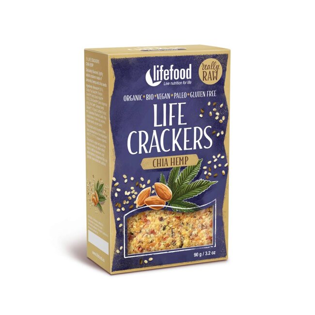 Lifefood Crackers Chia Hennep - 90g - BIO