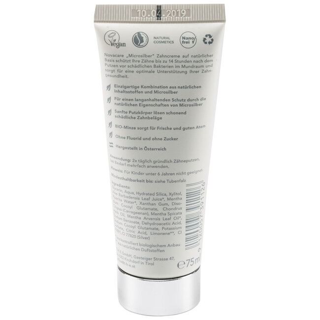 Tandpasta Natuurlijk - Micro Zilver -  Munt - BIO