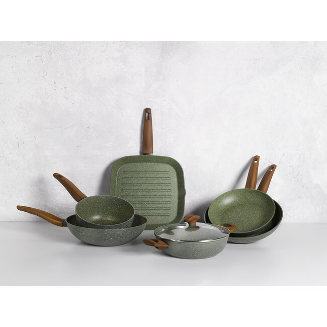 Koekenpan 24cm met hout-look greep - VegeTek