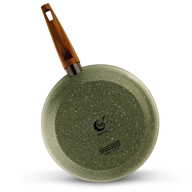 Koekenpan 28cm met hout-look greep - VegeTek