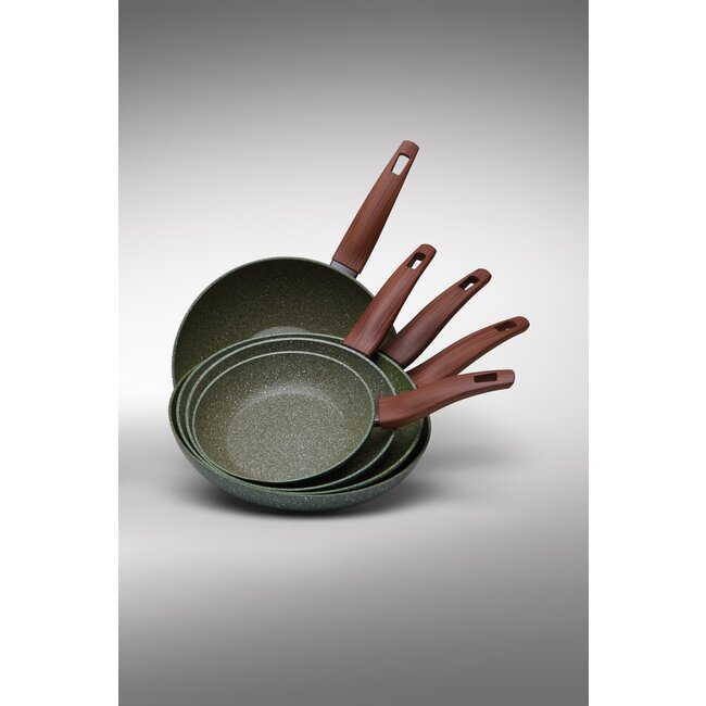 Koekenpan 32cm met hout-look greep - VegeTek