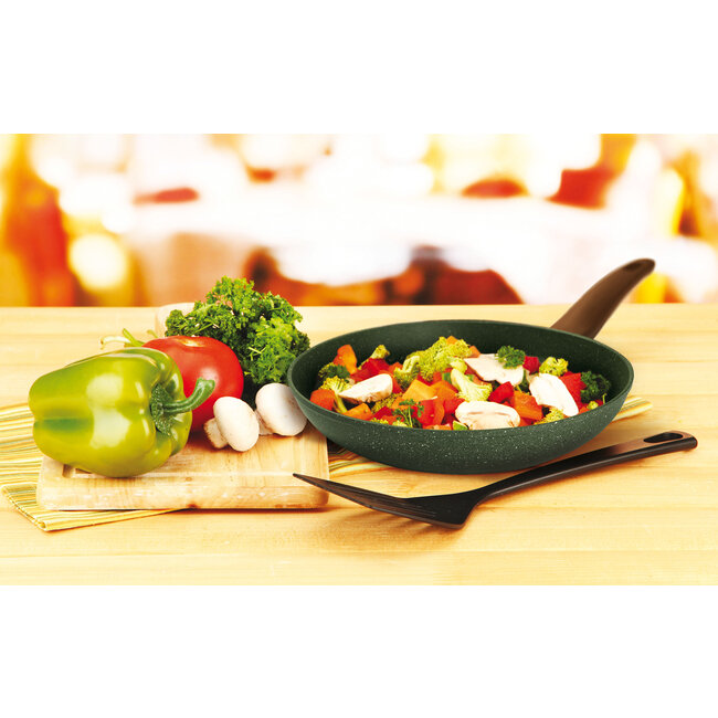 Wokpan 28cm met hout-look greep - VegeTek