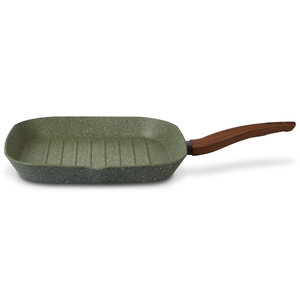 Natura Induction Vierkante grillpan 28cm met hout-look greep - VegeTek