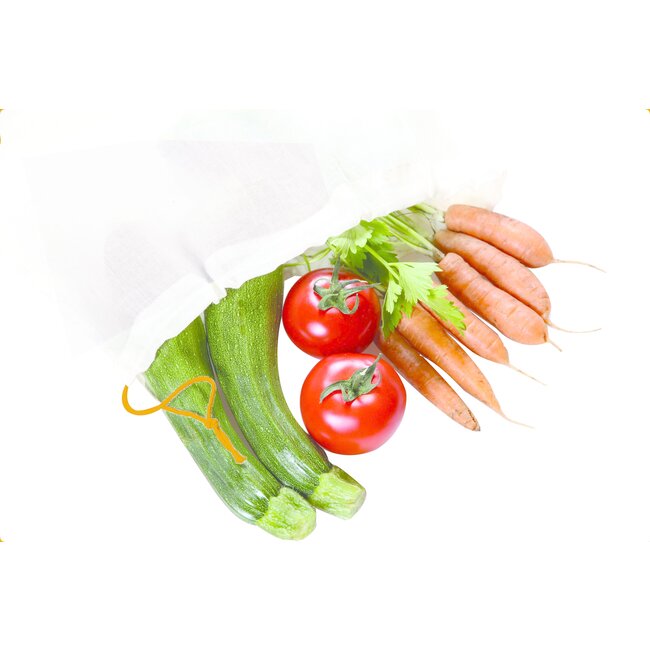 Katoenen zakjes voor groenten en fruit - L - 30x33cm - 5 stuks - BIO