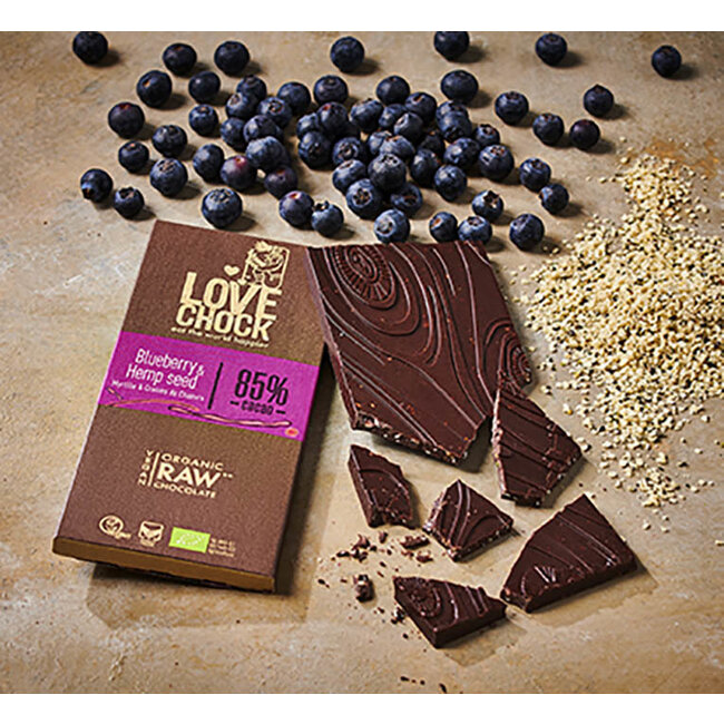 Blauwe Bessen / Hennep Zaadjes Tablet 85% - 70g - BIO