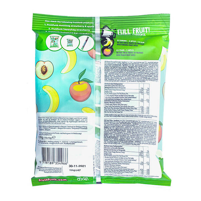 Uitdeelzak Mix Banaan en Perzik - (10st) 100g