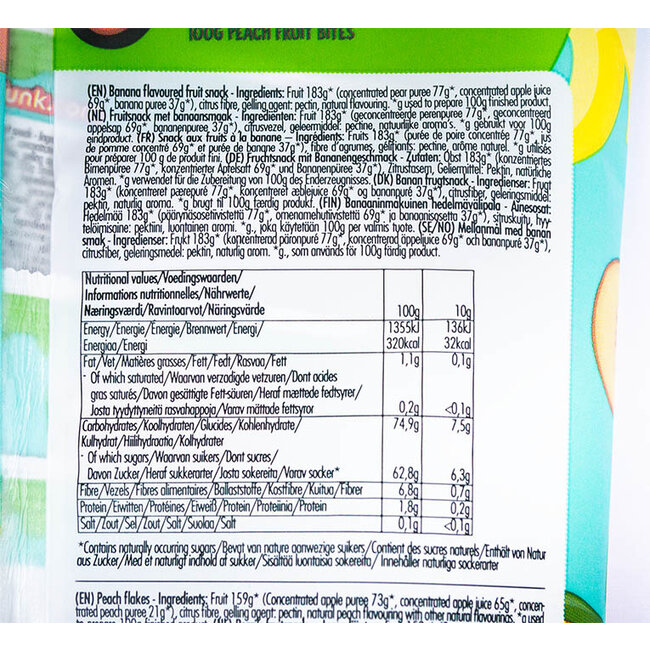 Uitdeelzak Mix Banaan en Perzik - (10st) 100g