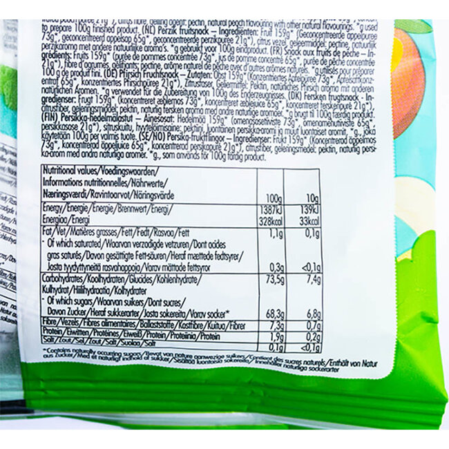 Uitdeelzak Mix Banaan en Perzik - (10st) 100g