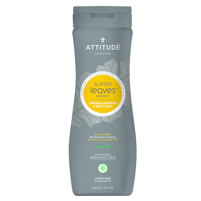 ATTITUDE 2-in-1 Sport - Shampoo en Body Wash - Mannen - 473ml