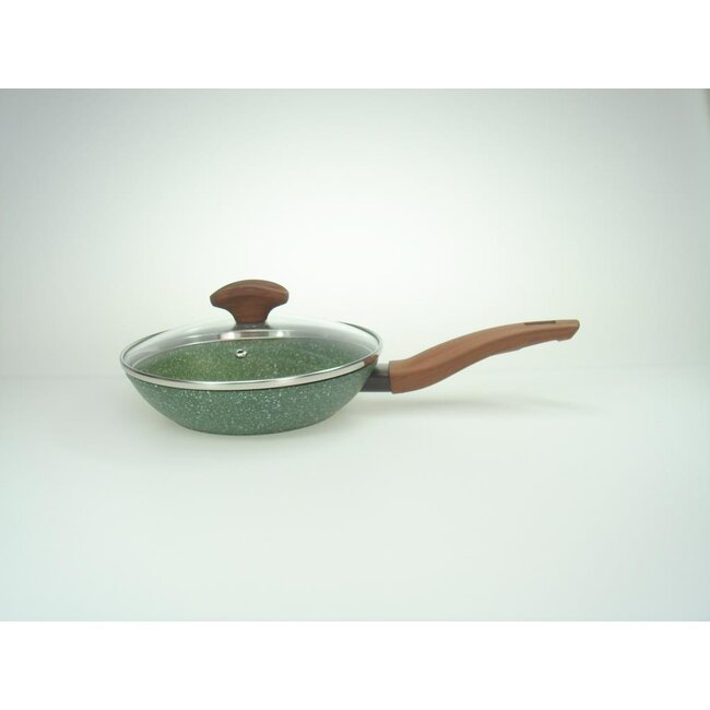 Koekenpan 20cm met hout-look greep - VegeTek