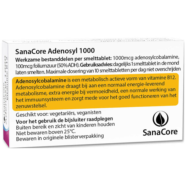 Adenosyl 1000 Vitamine B12 - 60 tabletten met Foliumzuur