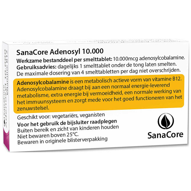 Adenosyl 10000 Vitamine B12 - 60 tabletten zonder Foliumzuur