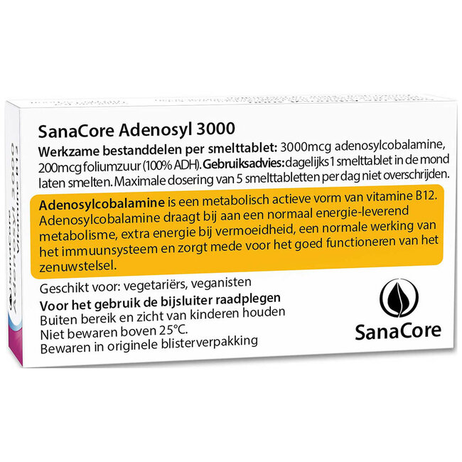 Adenosyl 3000 Vitamine B12 - 60 tabletten met Foliumzuur