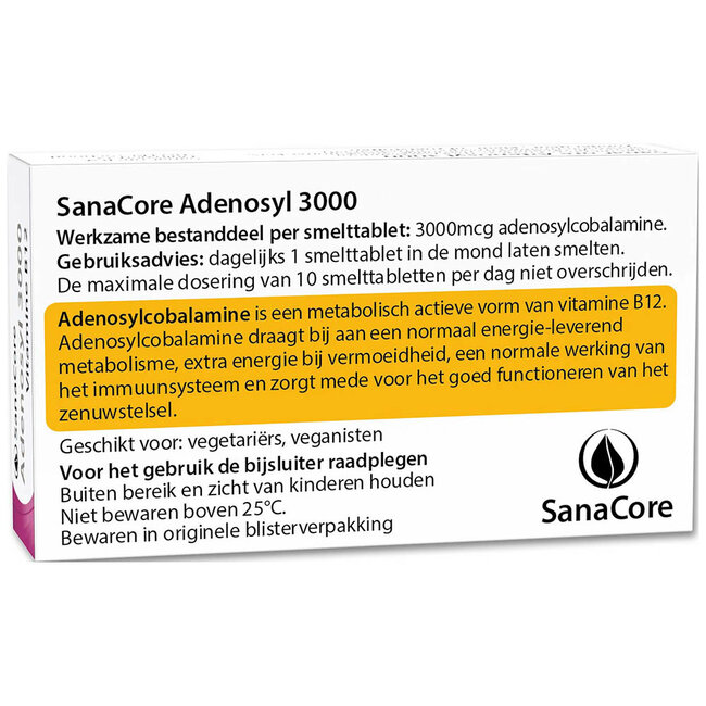 Adenosyl 3000 Vitamine B12 - 60 tabletten zonder Foliumzuur