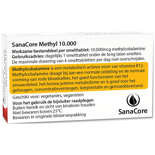 Methyl 10000 Vitamine B12 - 60 tabletten zonder Foliumzuur