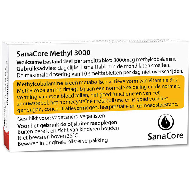 Methyl 3000 Vitamine B12 - 60 tabletten zonder Foliumzuur