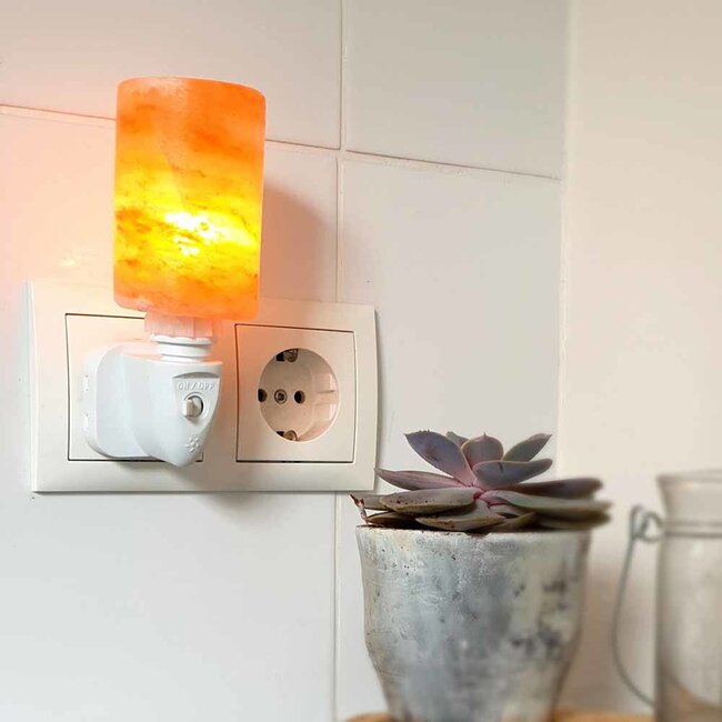 Himalayazout nachtlamp voor stopcontact - Cilinder