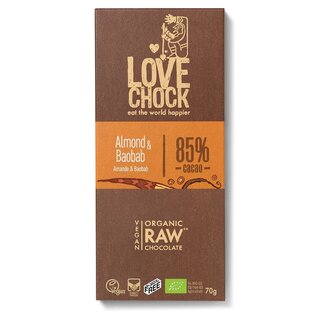 Lovechock Amandel / Baobab tablet 85% - 70g - BIO