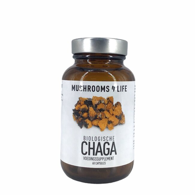 Mushrooms4Life Chaga - Organische Paddenstoel - 60caps - BIO