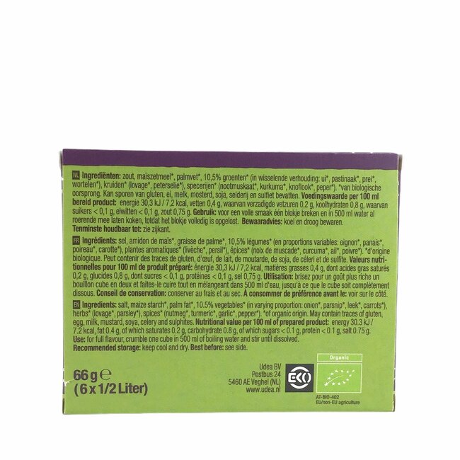 Heldere groentebouillonblokjes zonder gist - BIO