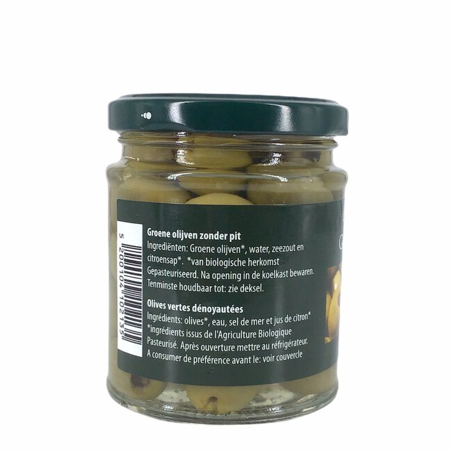 Groene olijven zonder pit 190g - BIO