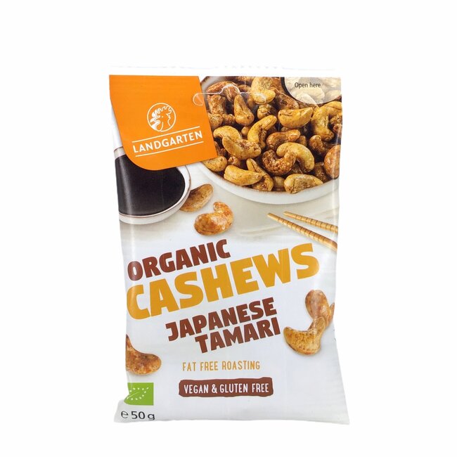 Landgarten Bio Cashewnoten met Tamari 50g - BIO