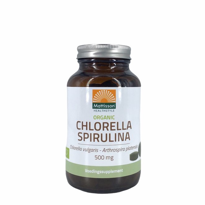 Organic Chlorella Spirulina - Chlorella vulgaris - Arthrospira platensis  -  (240 tabletten) 500mg - BIO
