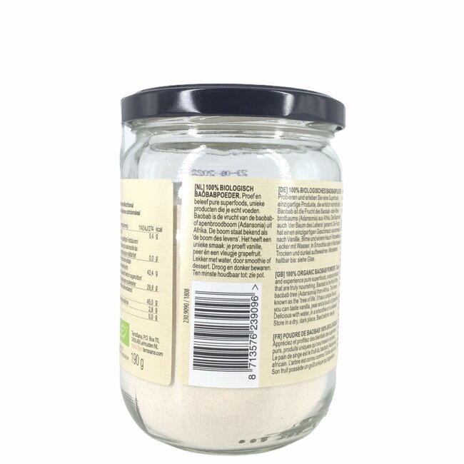 RAW Baobab Poeder (in glas) 190g - BIO