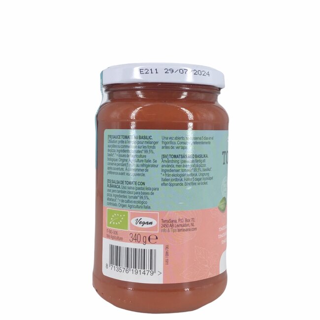 Tomatensaus met basilicum - 340g - BIO