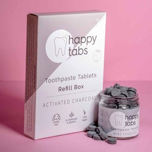 Happy Tabs Fluoride Vrije Tandpasta Tabletten Refill - Mint Charcoal - 120 tabs