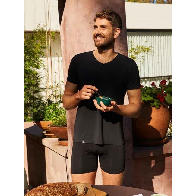 Bamboe T-Shirt Heren - V-hals Zwart (L)