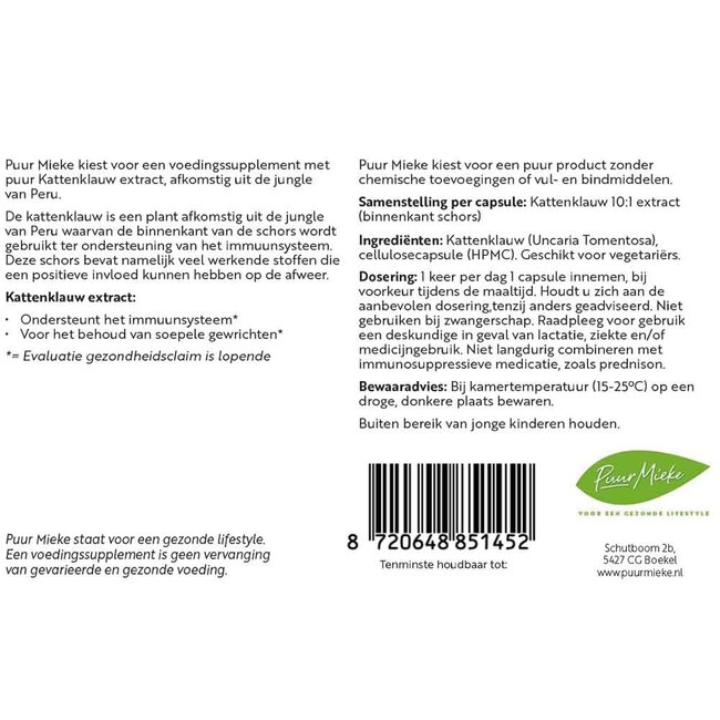 Kattenklauw - 450mg - 90 caps