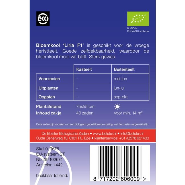 Bloemkool 'Liria F1' - 25 zaden - BIO