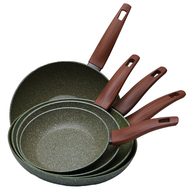 Koekenpan 20cm met hout-look greep - VegeTek