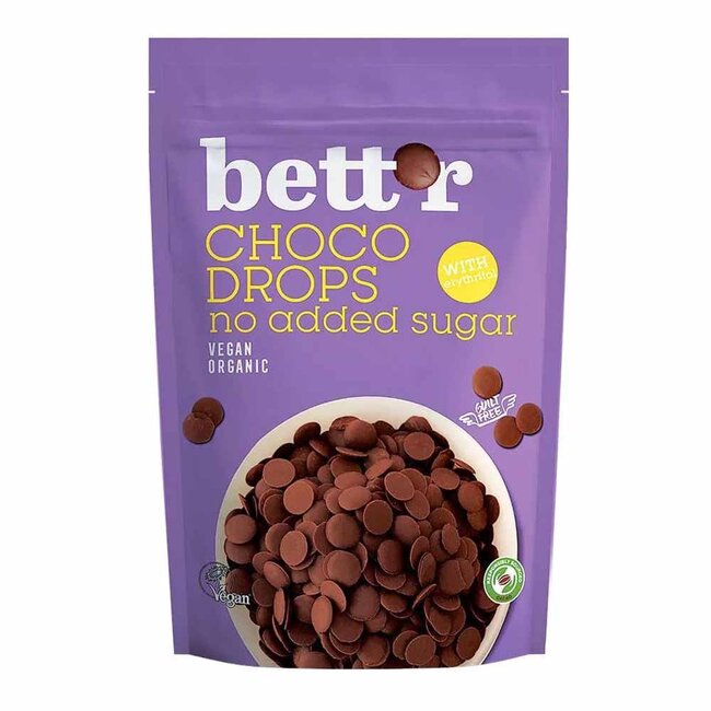 Bett'r Chocolade Druppels met Erythritol - 200g - BIO