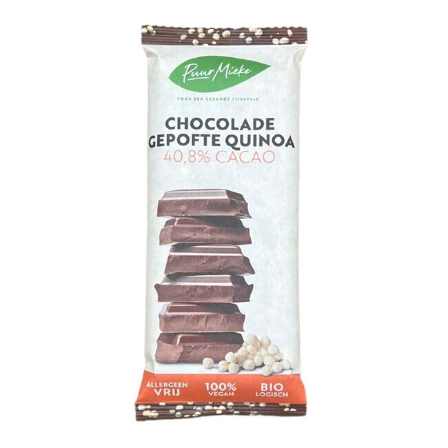 Puur Mieke Chocoladereep Gepofte Quinoa - 40,8% Cacao - BIO